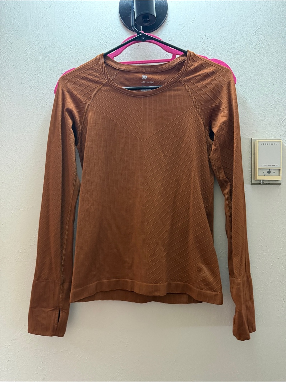 all in motion Long-Sleeve Crew Neck Top in Rust